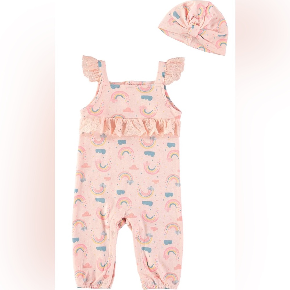 Rene Rofe Baby Sleeveless Jumpsuit and Matching Cap